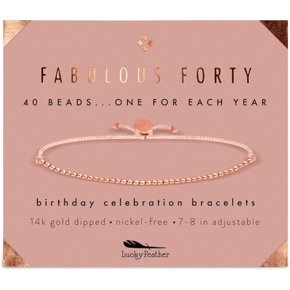 Rose Gold Beaded 14k Gold Dipped Milestone Bracelet for 40th Birthday Women - Picture 1 of 8